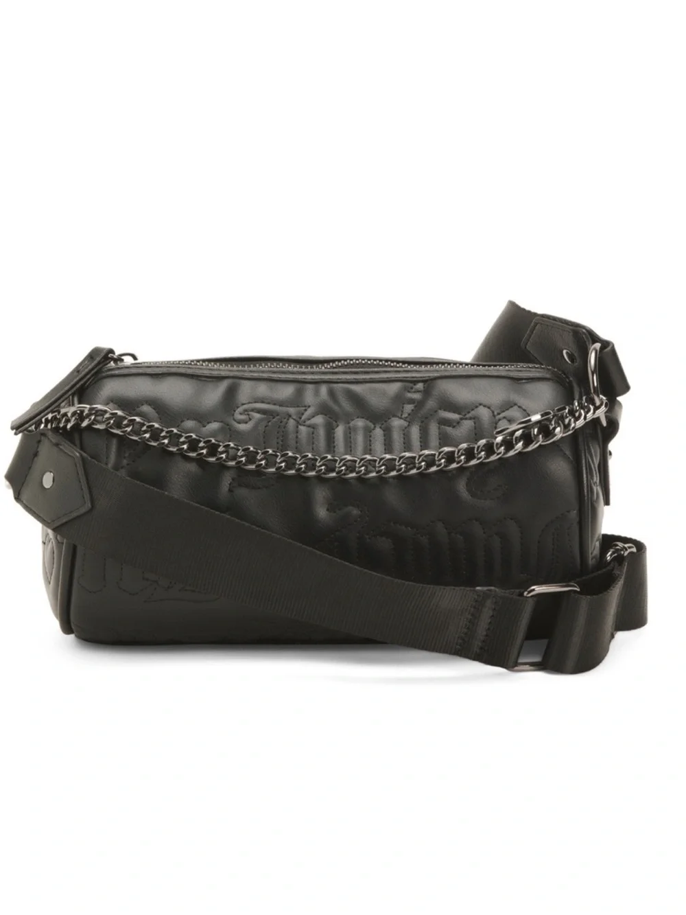 JUCY COUTURE Liquorice Leather Puff Roll Crossbody With Hangoff Pouch